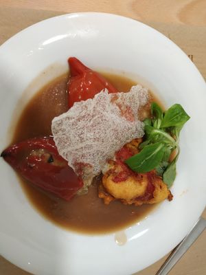 Pimientos rellenos at Km.0 in San Sebastian