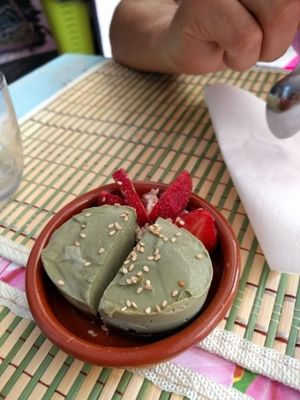 raw vegan cheesecake matcha thee at HōnestBar:Ibiza  in Ibiza