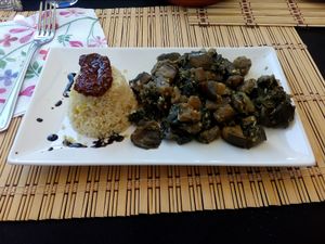 Aubergines and bulgur at HōnestBar:Ibiza  in Ibiza