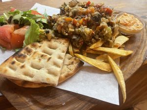 Vegan gyros platter  at Gran Aladino in Corfu