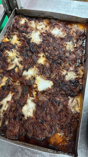 Imam baildi with vegan feta cheese   at Gran Aladino in Corfu