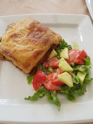 Vegan moussaka at Gran Aladino in Corfu