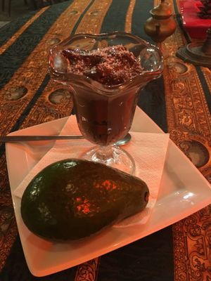 Avocado choco mouse ‘ vegan cream available  at Gran Aladino in Corfu