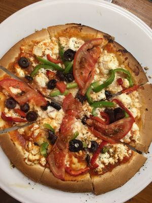 Gluten free vegetarian pizza  at Gran Aladino in Corfu