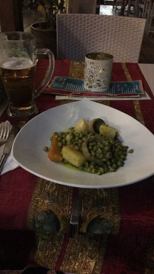 Greek style artichokes with peas and potatoes  at Gran Aladino in Corfu