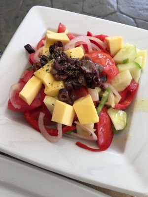 Greek salad at Gran Aladino in Corfu