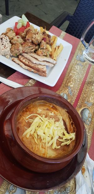 Mouskaka and gyros at Gran Aladino in Corfu