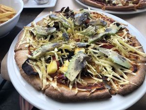 Vegan pizza at Gran Aladino in Corfu