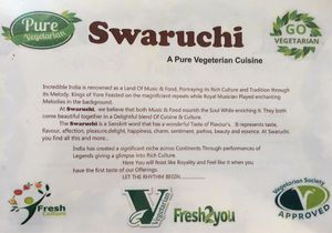 Menu First Page at Swaruchi in Johannesburg