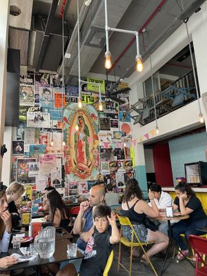 Indoor seating ￼  at Taqueria in Tel Aviv
