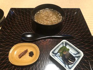 Ochazuke and pickles  at Kakusho in Takayama