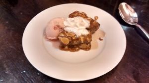 Pain perdu with strawberry sorbet at Brasserie LoLa in Paris