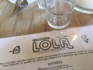 menu at Brasserie LoLa in Paris