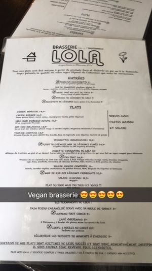 Menu at Brasserie LoLa in Paris