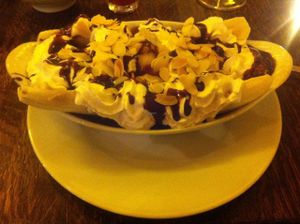 They had a BANANA SPLIT!!! at Brasserie LoLa in Paris