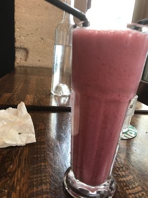 strawberry milkshake at Brasserie LoLa in Paris