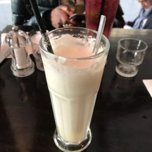Virgin pina colada, yum! at Brasserie LoLa in Paris