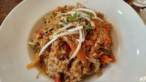 the (bit too salty) rice with veggies at Brasserie LoLa in Paris