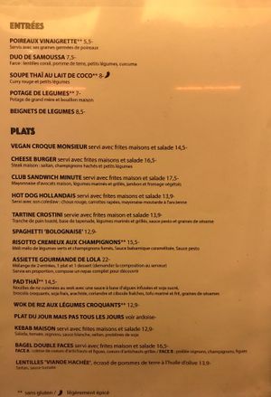 Menu at Brasserie LoLa in Paris