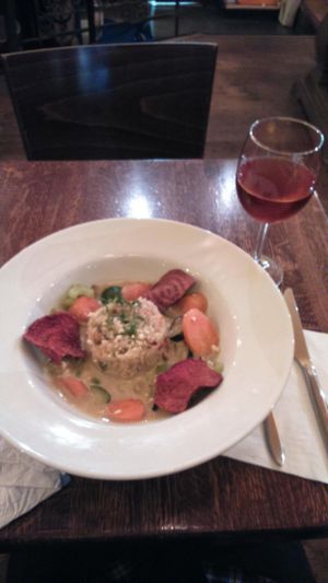 creamy risotto  at Brasserie LoLa in Paris