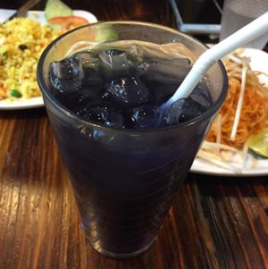 Butterfly pea drink  at Thai Vegetarian Food 泰國素食 in Kowloon