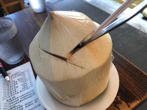 Coconut drink at Thai Vegetarian Food 泰國素食 in Kowloon