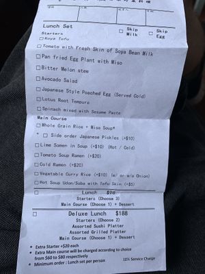 Lunch menu  at Isoya Japanese Vegetarian in Hong Kong Island