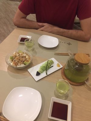 Egg plant and noodle salad at Isoya Japanese Vegetarian in Hong Kong Island