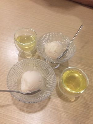 Apricot sorbet at Isoya Japanese Vegetarian in Hong Kong Island