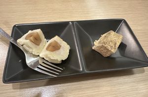 Moon cake, warabi mochi (vegan offering for dessert)  at Isoya Japanese Vegetarian in Hong Kong Island