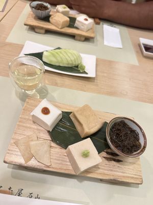 appetizer platter - silken tofu, seaweed, pickles  at Isoya Japanese Vegetarian in Hong Kong Island