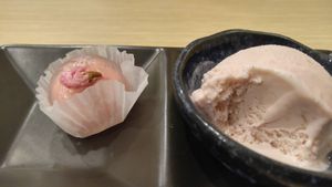 Isoya - Sakura special

Sakura ice cream and jelly/mochi-type thing at Isoya Japanese Vegetarian in Hong Kong Island