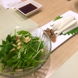 Salad and radish with miso paste  at Isoya Japanese Vegetarian in Hong Kong Island