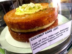 Coconut Cake (GF) at Fruit Bat Juice Cafe in South West London