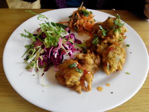 Vegan Pakoras at Fresh Rootz in Derby