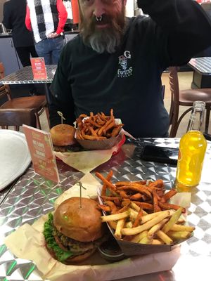 Veggie burger with fries (is vegan without cheese) at Bingo Burger in Pueblo