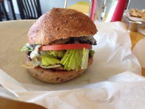 Burger at Go Vegan Grill in Decatur