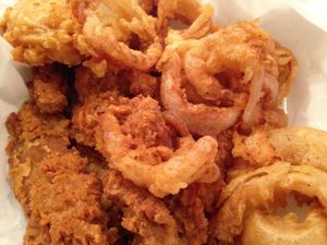 chikn fingers and onion rings  at Go Vegan Grill in Decatur