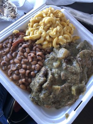Turkey, Mac, and black eyed peas  at Go Vegan Grill in Decatur