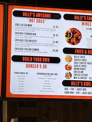 Menu   at Billy's Gourmet Hot Dogs in Gulf Shores