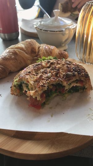 Sandwich tofu guacamole + croissant  at Schneider's in Frankfurt