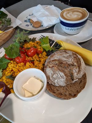 scrambled tofu at Schneider's in Frankfurt