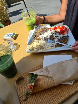 Chickpea chuna and sweet potato toast with peanut butter at Shake Cafe - Santa Maria Novella in Florence