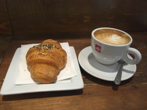 Vegan pastry and cappuccino at Shake Cafe - Santa Maria Novella in Florence