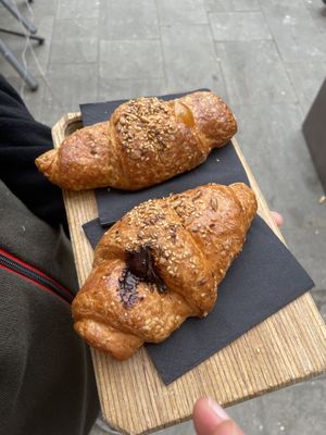 Vegan croissants (apricot filled and chocolate filled  at Shake Cafe - Santa Maria Novella in Florence