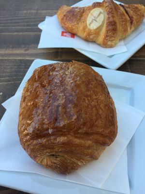 Two Vegan Brioche/Croissants 
The back one with Jam, the front is with chocolate. at Shake Cafe - Santa Maria Novella in Florence