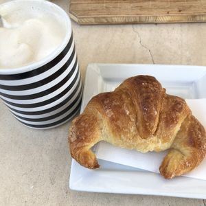Vegan croissant and soy cafe latte  at Shake Cafe - Santa Maria Novella in Florence