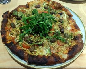 Mediterranean Pizza (vegan)  at Sol Natural Foods - Fortitude Valley in Brisbane