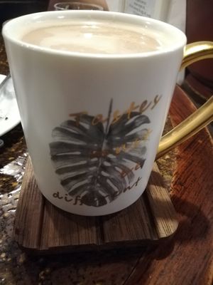 Hazelnut tea was a bit too sweet to drink with sweets at Veganday Cafe in Taichung