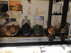 Decor and cookies at Veganday Cafe in Taichung
